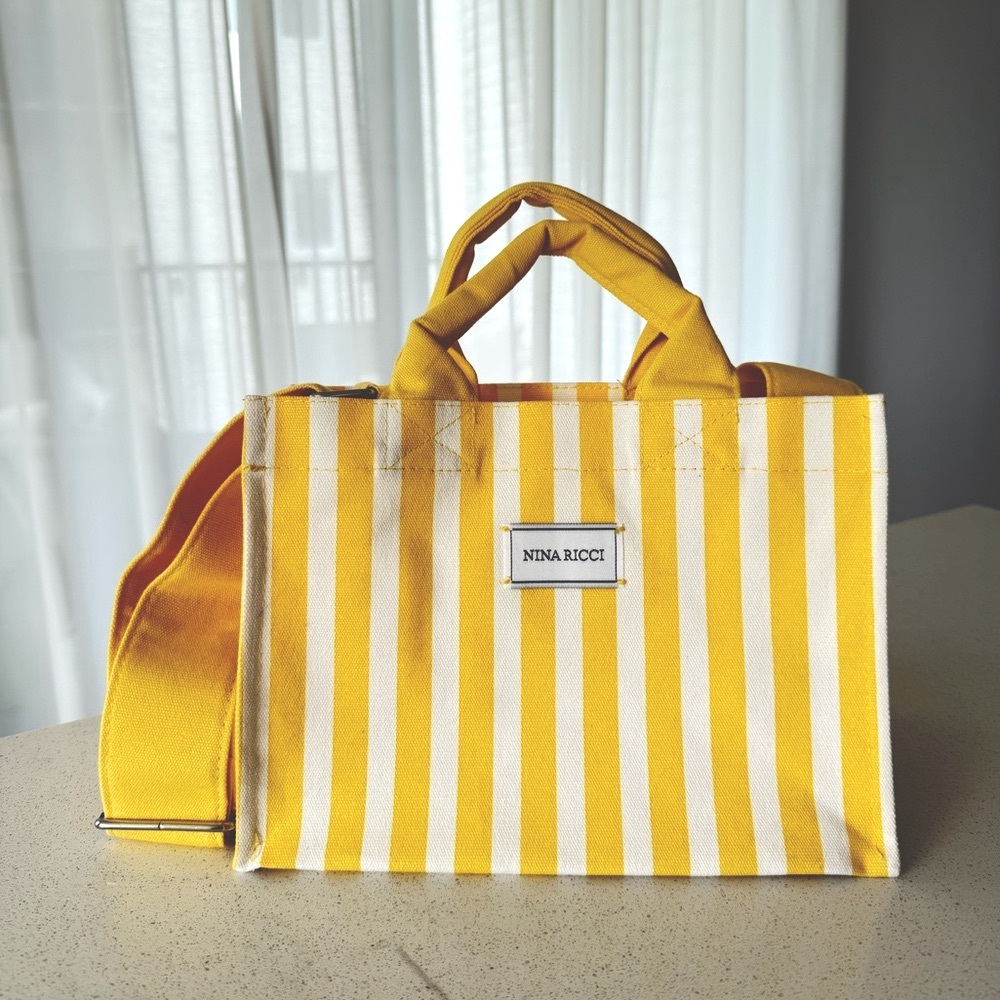 Nina Ricci - Yellow Square Tote Bag with Vibrant Stripes